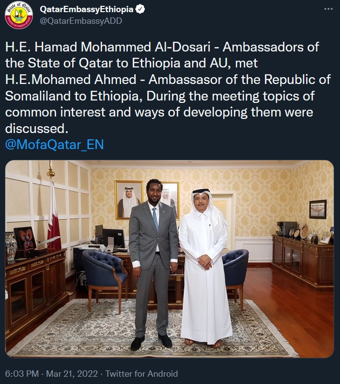 Ambassador of the State of Qatar to Ethiopia and AU, met H.E. Mohamed ...