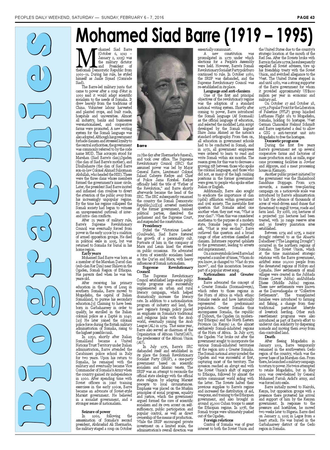 What If Siad Barre's Coup Failed And Led To Civil War In 1969? | Somali ...