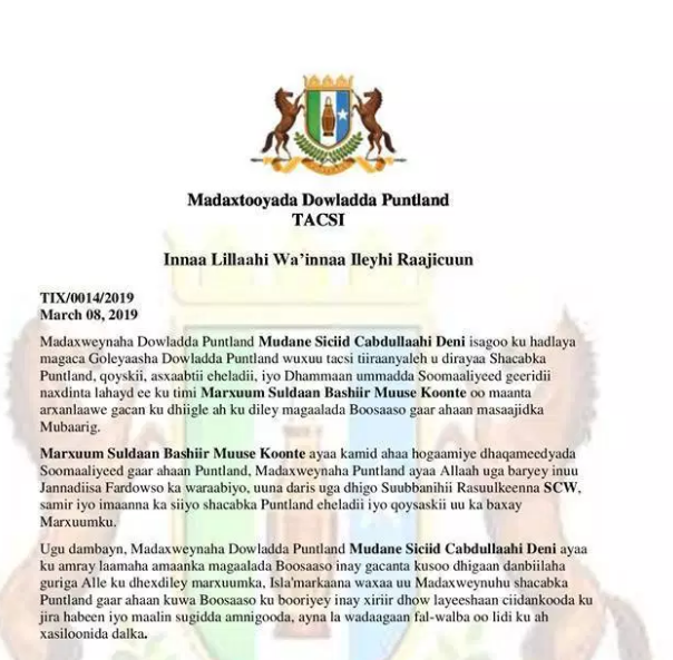 Screenshot_2019-03-09 Puntland oo ka tacsiyeysay dilkii alaha u naxariistee Suldaan Koonte.png